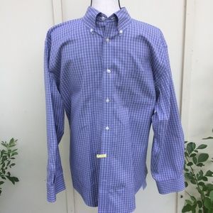 Lands' End. Neck 17, L 33 Classic Fit Plaid Shirt